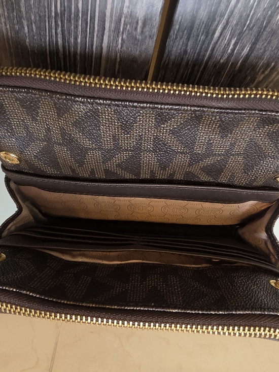 Michael Kors Brown MK Signature Crossbody with Tan Leather Trim - Picture 13 of 17